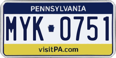 PA license plate MYK0751