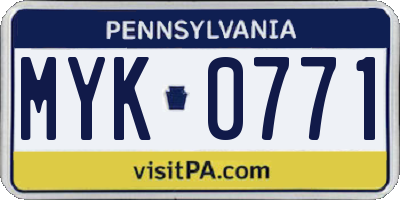 PA license plate MYK0771