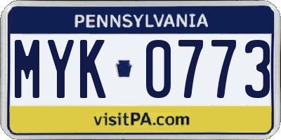 PA license plate MYK0773