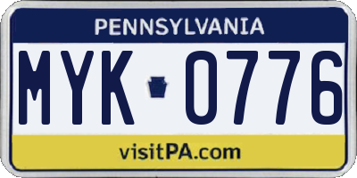 PA license plate MYK0776