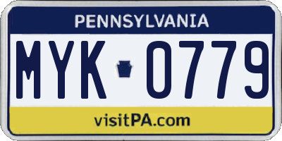 PA license plate MYK0779