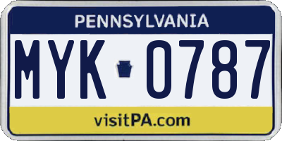 PA license plate MYK0787