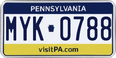 PA license plate MYK0788