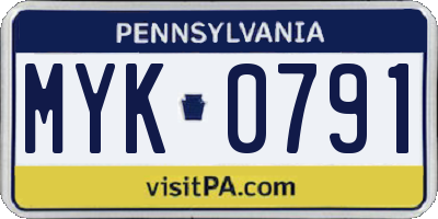 PA license plate MYK0791