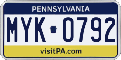 PA license plate MYK0792