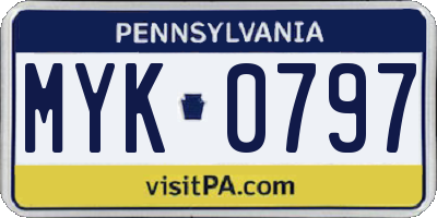 PA license plate MYK0797