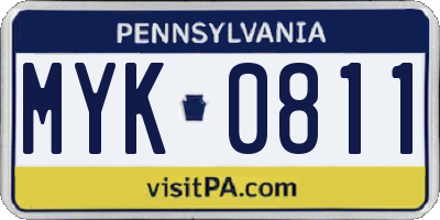 PA license plate MYK0811