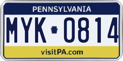 PA license plate MYK0814