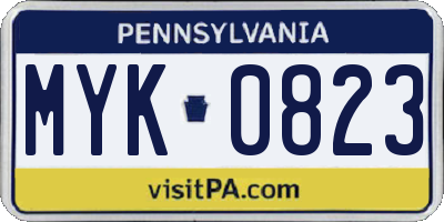 PA license plate MYK0823