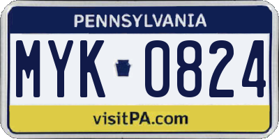 PA license plate MYK0824