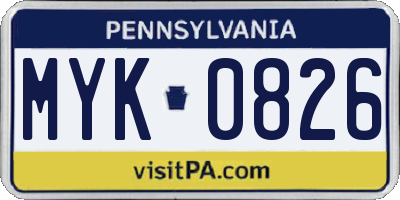 PA license plate MYK0826