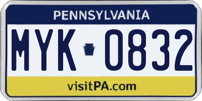 PA license plate MYK0832