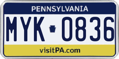 PA license plate MYK0836