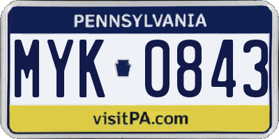 PA license plate MYK0843