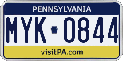 PA license plate MYK0844