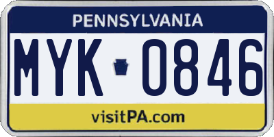 PA license plate MYK0846
