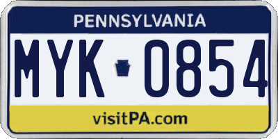 PA license plate MYK0854