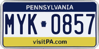 PA license plate MYK0857