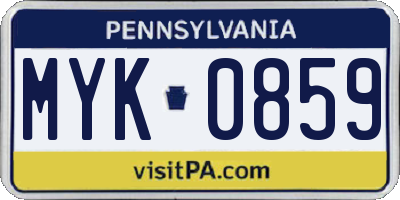 PA license plate MYK0859