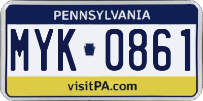 PA license plate MYK0861