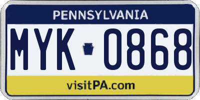 PA license plate MYK0868