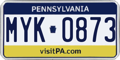 PA license plate MYK0873