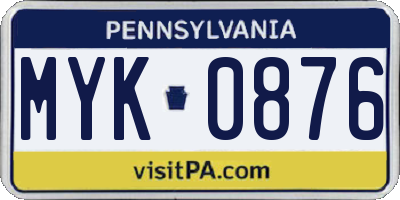 PA license plate MYK0876