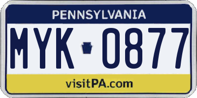 PA license plate MYK0877