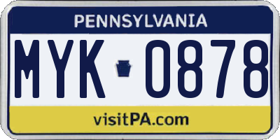 PA license plate MYK0878