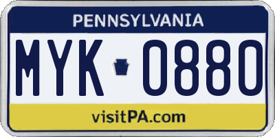 PA license plate MYK0880