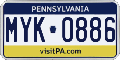 PA license plate MYK0886