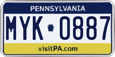 PA license plate MYK0887