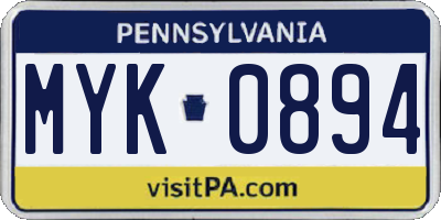 PA license plate MYK0894