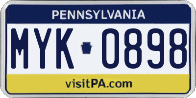 PA license plate MYK0898