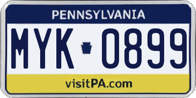 PA license plate MYK0899