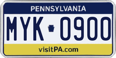 PA license plate MYK0900