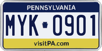 PA license plate MYK0901