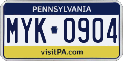 PA license plate MYK0904