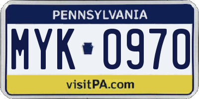 PA license plate MYK0970