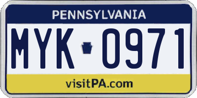 PA license plate MYK0971