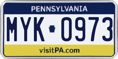 PA license plate MYK0973