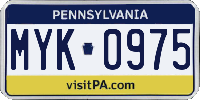 PA license plate MYK0975
