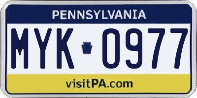 PA license plate MYK0977