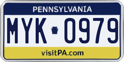 PA license plate MYK0979