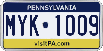 PA license plate MYK1009