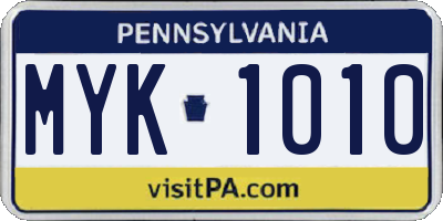 PA license plate MYK1010