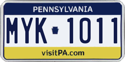 PA license plate MYK1011