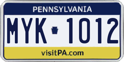 PA license plate MYK1012