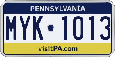 PA license plate MYK1013