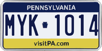 PA license plate MYK1014